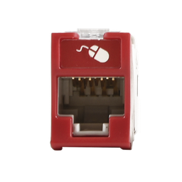 [U5-H03NS] Jack Ultramax Cat5e, UTP, Montaje Híbrido en Placa de Pared (Plano y Angulado), Color Rojo, Punch Down | U5-H03NS