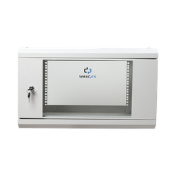 [SR1906LH3GW] Gabinete de Pared de 6U con Puerta de Cristal Templado, 455 mm de Profundidad Total, Rack de 19'', Acero Reforzado Color Gris Mate | SR1906LH3GW