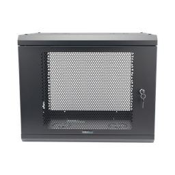 [SR1909LH3P] Gabinete de Pared de 9U con Puerta Perforada, 455 mm de Profundidad, Rack de 19'', Acero Reforzado Color Negro. | SR1909LH3P