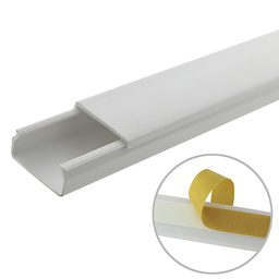 [TMK-1020-SD-CC] Canaleta blanca de PVC auto extinguible, sin división, 20 x 10 mm, tramo de 6 pies, con cinta adhesiva (5101-21262) | TMK-1020-SD-CC