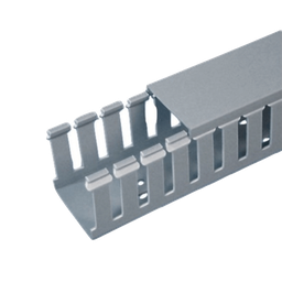 [FC2X3LG2] Canaleta Ranurada de PVC con Tapa, Tipo F, 57.2 mm de Ancho, 79.2 mm de Alto y 2 m de Largo, Color Gris | FC2X3LG2