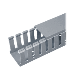 [FC1X1LG2] Canaleta Ranurada de PVC con Tapa, Tipo F, 32 mm de Ancho, 28.7 mm de Alto y 2 m de Largo, Color Gris | FC1X1LG2