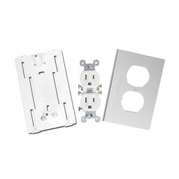[INKA-100-DUPLEX] Contacto eléctrico doble, soporte y tapa de PVC auto extinguible y aluminio, universal (8191-10200) | INKA-100-DUPLEX