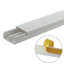 [TMK-1020-CD-CC] Canaleta blanca de PVC auto extinguible, con división, 20 x 10 mm, tramo 6 pies, con cinta adhesiva (5101-21252) | TMK-1020-CD-CC