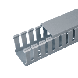 [FC1.5X2LG2] Canaleta Ranurada de PVC con Tapa, Tipo F, 44.5 mm de Ancho, 53.8 mm de Alto y 2 m de Largo, Color Gris | FC1.5X2LG2