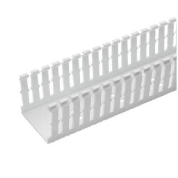 [F2X3WH6] Canaleta Ranurada Angosta de PVC Sin tapa, Tipo F, 57.2 mm de Ancho, 79.8 mm de Alto y 1.8 m de Largo, Color Blanco | F2X3WH6
