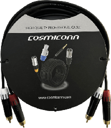 [CRC032RM2RM3001] Cable 2 RCA x 2 RCA, conectores negros, con diferenciador de blanco y rojo (2x MT380-RD - 2x MT380-WH), length 3m | CRC032RM2RM3001