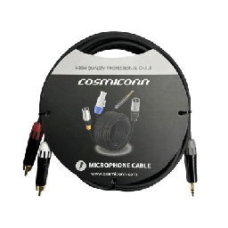 [CMC220ASTP2RM10YBG1] Cable 3.5mm a 2 RCA, conectores negros, con diferenciador de blanco y rojo en RCA MT380-RD - MT380-WH - MTP3C-BG, length 10m | CMC220ASTP2RM10YBG1