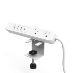 [EPLCLAMPOW] Multicontacto con Montaje para Escritorio / Carga Rápida para 65 W / 2 x Nema 5-15P / 3 x USB-A (5V @3A) / 1 x USB-C (65W) | EPLCLAMPOW