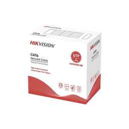 [DS-1LN6OUTPE] Bobina de Cable UTP 305 Metros (1000 Pies) / Cat 6 (24 AWG) / Color Negro / Uso en Exterior / 100% Cobre / Aplicaciones de CCTV y Redes de Datos | DS-1LN6OUTPE