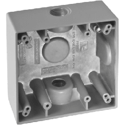 [RC-0483-M] Caja Cuadra de 3/4" a Prueba de Intemperie/ Cuenta con 2 salidas / Con Orejas para Montaje. | RC-0483-M