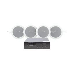 [SFB120/4CS] KIT de Amplificador de 120W para Escritorio | 4 Altavoces de Plafón de 4in | 3 - 6W | Sistema 70/100V | SFB120/4CS