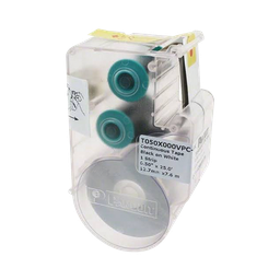 [T050X000VPC-BK] Casete de Etiqueta de Vinilo de Cinta Continua, Color Negro Sobre Blanco, Uso Interior/Exterior, 12.7 mm de Ancho x 7.6 Metros (24.93 Pies) de Largo | T050X000VPC-BK