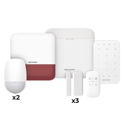 [DS-PWA48-FULL-K(R)] (AX PRO) KIT de Alarma AX PRO / Incluye: 1 Hub / 2 Sensores PIR / 3 Contactos Magnéticos mini / 1 Control Remoto / 1 Sirena Estrobo en color Rojo Inalámbrica Exterior /1 Teclado Inalámbrico / Wi-Fi / Compatible con Hik-Connect P2P | DS-PWA48-FULL-K(R)