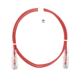 [LP-UT6-100-RD-28] Cable de Parcheo Slim UTP Cat6 - 1 Metro (3.28 Pies), Rojo, Diámetro Reducido (28 AWG) | LP-UT6-100-RD-28