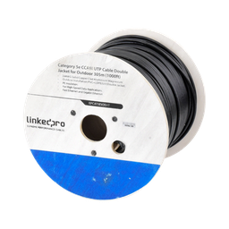 [EP-CAT-5E-V2-EXT] Bobina de Cable de 305 Metros (1000 Pies) Cat5e, Aleación de Cobre y Aluminio (CCA), Color Negro, Uso Intemperie, Doble Forro | EP-CAT-5E-V2-EXT
