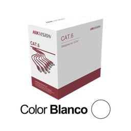[DS-1LN6U-W/CCA] Bobina de Cable UTP 305 Metros (1000 Pies) / Cat 6 (24 AWG) / Color Blanco / PVC (CM) / Uso en Interior / CCA (Cobre con Aluminio) / Aplicaciones de CCTV y Redes de Datos | DS-1LN6U-W/CCA