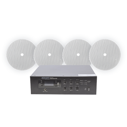 [SFB120/4CST] KIT de Amplificador de 120W para Escritorio | 4 Altavoces 6" | Montaje en Techo | 20W | 70/100V | SFB120/4CST