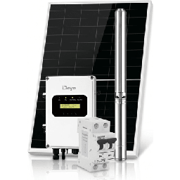 [SP1500DCKIT] Kit de Bombeo Solar 1500W (1 HP) / Bomba Sumergible con Controlador Integrado 60-220V CD / 4 Módulos Solares 540W / Interruptor Termomagnético 2P 20A 800V CC / Protector de Descargas Atmosféricas / Gabinete IP66 | SP1500DCKIT