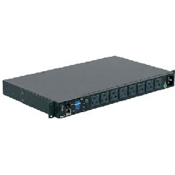 [P08D10M] PDU Monitoreable (MI) para Distribución de Energía, Enchufe de Entrada NEMA 5-15P, Con 8 Salidas 5-20R, Horizontal 19in, 120 Vca, 20 Amp, 1UR | P08D10M