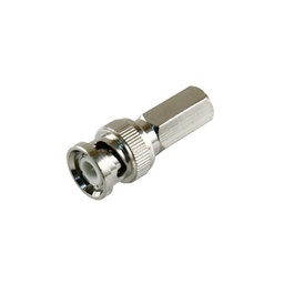 [TT-RG-92] Conector BNC Macho de Ensamble Roscable (Hex.) en Sentido de las Manecillas de Reloj para Cable Coaxial RG-59/U, Níquel/ Oro/ Delrin. | TT-RG-92