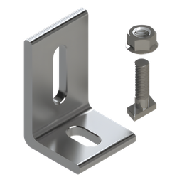 [N00002] Herraje en L / L Foot / Fijación al Suelo / Aluminio Serie 6000 / Acero Inoxidable / Compatible con N Rail 4.72 / Techos Planos e Inclinados | N00002