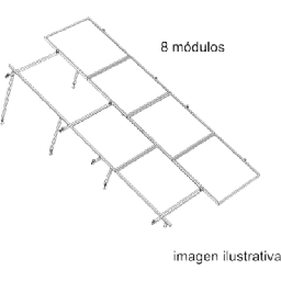 [KITBASEL2X4] Sistema de Montaje Solar BASEL / 8 Módulos 645W / Configuración 2x4 / Losa Plana / Resistencia 170 km/h / Rieles N-S 4.72m / Inclinación 22° | KITBASEL2X4