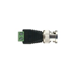 [TT-RG-17] Adaptador de conector BNC macho a 2 terminales-tornillo para cables AWG-26-14, en aplicaciones Video Vigilancia, Níquel/ Oro/  PTFE y PVC. | TT-RG-17