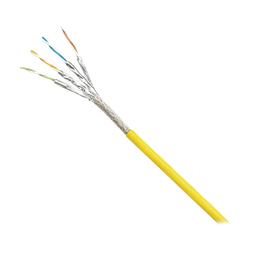 [ISX6X04AYL-LED] Bobina de Cable Blindado S/FTP Categoría 6A, Uso Industrial con Resistencia al Aceite, Rayos UV y Abrasión, Multifilar (Flexible), Color Amarillo, Bobina de 500 Metros (1640 Pies) | ISX6X04AYL-LED