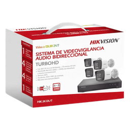 [HIK-3K-DL/T] Kit TurboHD / 3K 5 Megapixel / DVR 4 Canales + 2 IP / 4 Cámaras Bala Dual Light / IR 30 m (98.4 ft) / Audio Bidireccional / AcuSense | HIK-3K-DL/T