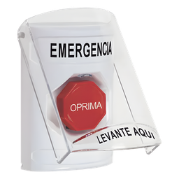 [SS23A2EM-ES] Botón Multipropósito / Montaje Superficie / Tapa Policarbonato / Pre-Alarma Integrada / Texto Español / Compatible ADA / Solo Interior | SS23A2EM-ES