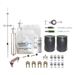 [KLP-TZ15-PRO] Kit Pararrayo / Torre 15 m (49 ft) / Dipolo Corona Aluminio / Cable Cobre 1/0 AWG / Electrodo 30A / Radio Cobertura 72° | KLP-TZ15-PRO