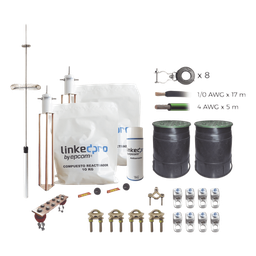 [KLP-TZ12-PRO] Kit de Protección Contra Rayos / Torre 12 m (39.4 ft) / Electrodo Cobre Delta / Pararrayos Aluminio Ionizado / Cable 1/0 AWG | KLP-TZ12-PRO