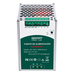 [SDR4808BK] Fuente de Alimentación Industrial DIN Riel / 480 W / Salida 48 VCC 10 A / Eficiencia ≥93% / Carga de Batería / -20°C a 70°C | SDR4808BK