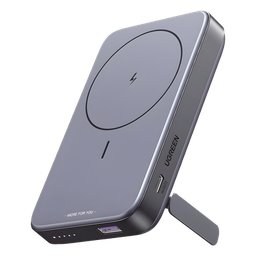 [15086B] Power Bank MagSafe de 10000mAh NEXODE | 20W | 1 USB-C | 1 USB-A | Carga Rápida bidireccional | Soporta modo Standby | Soporte Plegable |  Ultra Delgado | Ultra ligero | Compatible con iPhone 15/14/13/12 | Color Gris. | 15086B