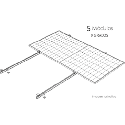 [KITBASEL1X5A0] Sistema de Montaje Solar para Techo Plano / 1 Módulo / Resistencia Viento 140 km/h / Inclinación 15° / Área 4 m² (43.1 ft²) / Riel 2.14 m (7.0 ft) | KITBASEL1X5A0