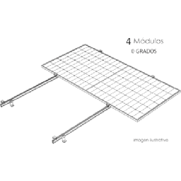 [KITBASEL1X4A0] Sistema de Montaje Solar / Techo Plano / 1 Módulo / Viento 140 km/h / Inclinación 15° / Área 4 m² (43.1 ft²) | KITBASEL1X4A0