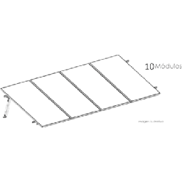 [KITBASEL1X10] Estructura de Montaje Fotovoltaico / Losa Plana / Configuración 1x3 / Viento 170 km/h / Inclinación 10° / Rieles E-O 3.55 m (11.65 ft) / Rieles N-S 2.14 m (7.02 ft) / Altura 0.52 m (1.71 ft) / Área 10 m² / Módulos 645 | KITBASEL1X10