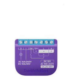 [SWITCHBOTRELSWGD] Relé Switch Inteligente para Garaje / WiFi + BLE / Matter / Entrada 12-48V CC o 100-240V CA / Salida 30V 10A / 42 x 36 x 16 mm (1.7 x 1.4 x 0.6 in) | SWITCHBOTRELSWGD