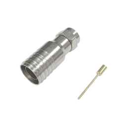 [TT11-F03] Conector F Macho en 75 Ohm, Plegable para Instalar en Cables Coaxiales RG-11, Cuerpo de Bronce-Niquelado/ Teflón. | TT11-F03