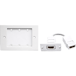 [FRAME1G/WH(W)] Kit Wall Plate HDMI | Frame 1 Gang METAL Versión USA | Inserción HDMI Espacio Simple | Incluye Inserciones en y Tornillos | Blanco | FRAME1G/WH(W)