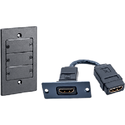 [FRAME1G/WH(B)] Kit Wall Plate HDMI | Frame 1 Gang METAL Versión USA | Inserción HDMI Espacio Simple | Incluye Inserciones en y Tornillos | Negro | FRAME1G/WH(B)
