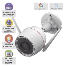 [CSH3C/3K] Cámara Bala IP / 5 Megapixel (3K) / Wi-Fi 2.4 GHz / IR 30 m (98.4 ft) / Visión Nocturna Color / IP67 / Audio Bidireccional / Alarma Luz y Sirena | CSH3C/3K