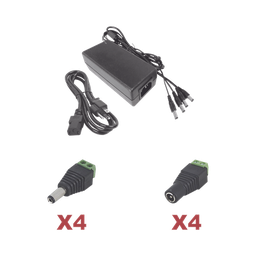 [K2PLK12DC4CH] Kit con fuente EPCOM POWER LINE con salida de 12 Vcc a 5 Amper con 4 salidas / Incluye conectores JR52 y JR53 | K2PLK12DC4CH