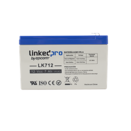 [LK712] Batería 12 V / 7 Ah / UL / Tecnología AGM / Vida útil promedio 5 años / Uso en equipo electrónico, Alarmas de Intrusión / Incendio / Control de acceso / Video Vigilancia / Terminales F1 ( Incluye adaptador F2 ) | LK712