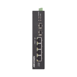 [DS-3T0506HP-E/HS] Switch Industrial No Administrable Gigabit / 3 Puertos Gigabit PoE+ (30 W) + 1 Puerto Gigabit PoE++ (60 W) / 2 Puertos SFP / 65 W Total / 48 a 57 VCD / Ideal para Proyectos / 300 Metros de Distancia | DS-3T0506HP-E/HS