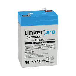 [LK4.56] Batería 6 V / 4.5 Ah / UL / Tecnología AGM / Vida útil promedio 5 años / Para uso en equipo electrónico, Alarmas de Intrusión / Incendio/ Control de acceso / Video Vigilancia / Terminales F1 ( Incluye adaptador F2 | LK4.56