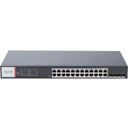 [DS-3T1528HP-SI-24P4F] Switch Gigabit PoE+ / Administrable / 24 Puertos 1000 Mbps PoE+ / 4 Puertos SFP / Configuración Nube Hik-PartnerPro / Modo Extendido hasta 300 Metros / 370 W | DS-3T1528HP-SI-24P4F