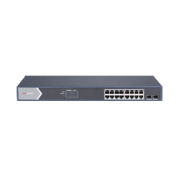 [DS-3E1518P-SI] Switch Gigabit PoE+ / Administrable / 16 Puertos 1000 Mbps PoE+ / 2 Puertos SFP / Configuración Nube desde Hik-ParnerPro / PoE hasta 300 Metros / 225 Watts | DS-3E1518P-SI