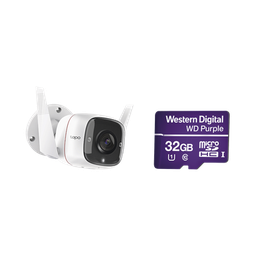 [TAPOC310/WD32] Kit de Cámara IP Wi-Fi / Incluye 1 Pieza Modelo TAPOC310 / 2 Megapixel / Audio Doble Vía / Utiliza la App Tapo / 1 Memoria Micro SD Modelo WD32MSD | TAPOC310/WD32